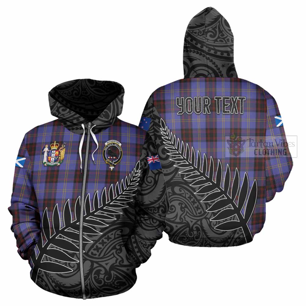 Tartan Vibes Clothing Rutherford Crest Tartan Hoodie with New Zealand Silver Fern Half Style