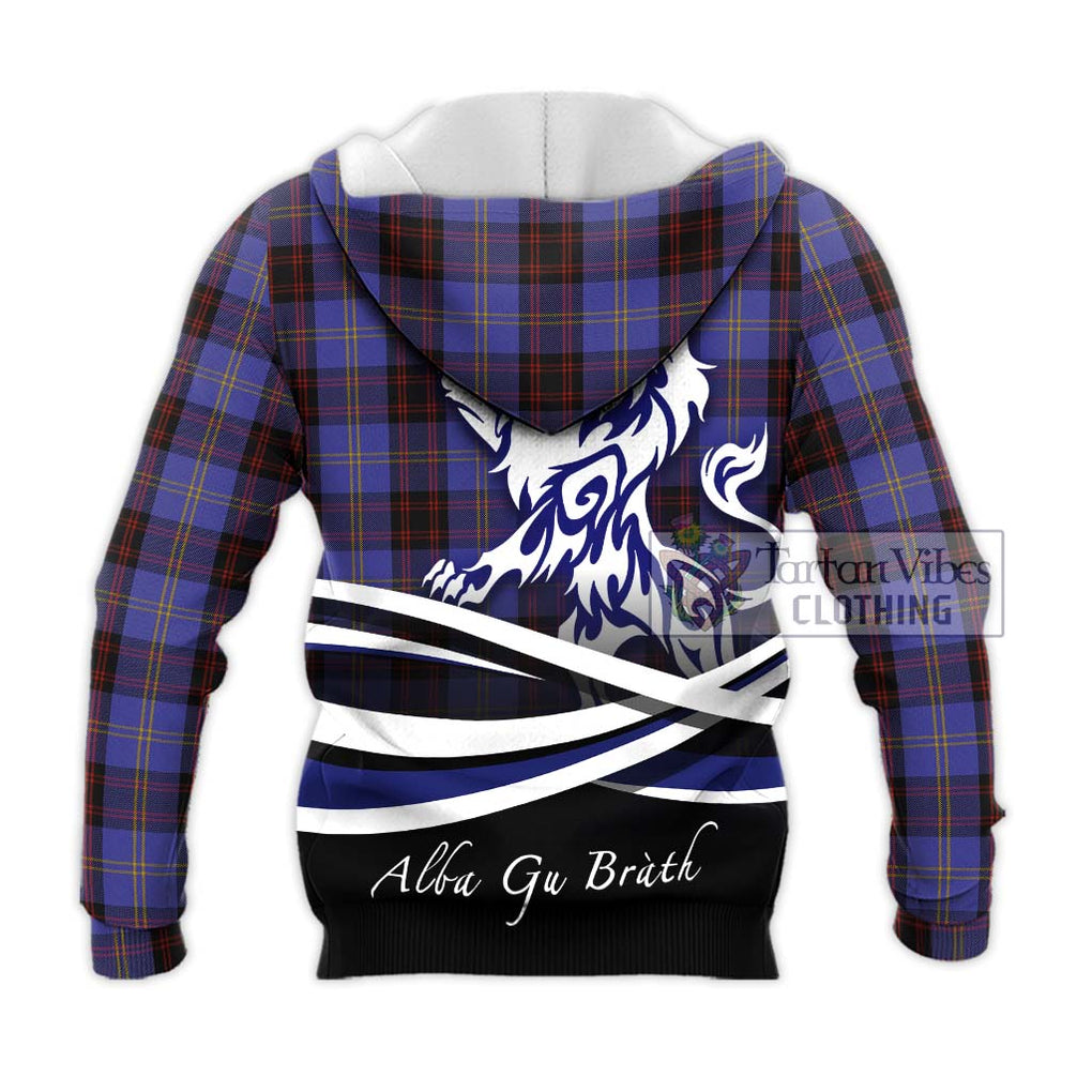 Rutherford Tartan Knitted Hoodie with Alba Gu Brath Regal Lion Emblem - Tartanvibesclothing Shop