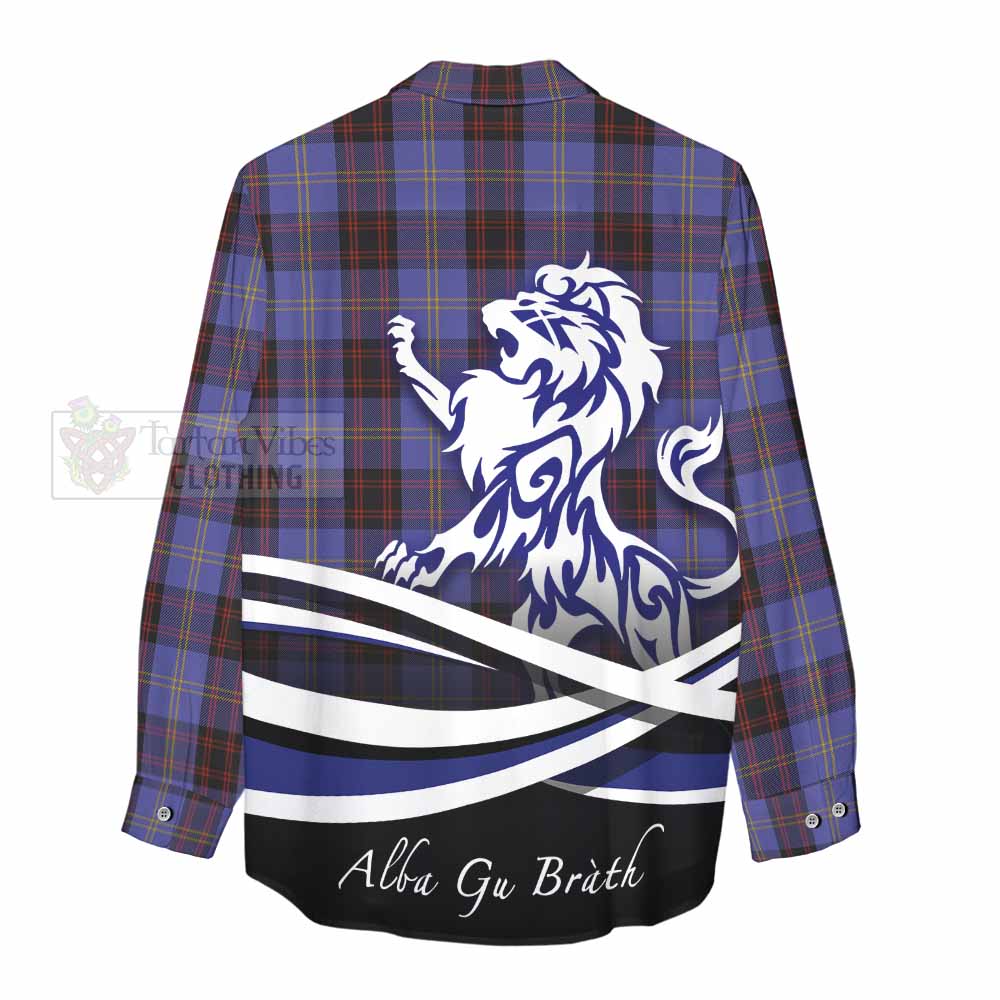 Tartan Vibes Clothing Rutherford Tartan Women's Casual Shirt with Alba Gu Brath Regal Lion Emblem