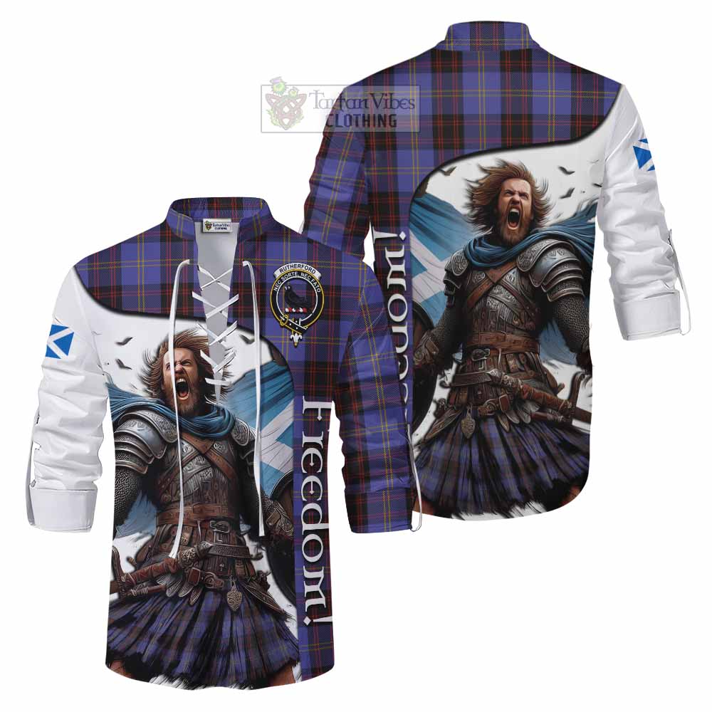 Tartan Vibes Clothing Rutherford Crest Tartan Ghillie Kilt Shirt Inspired by the Freedom of Scottish Warrior