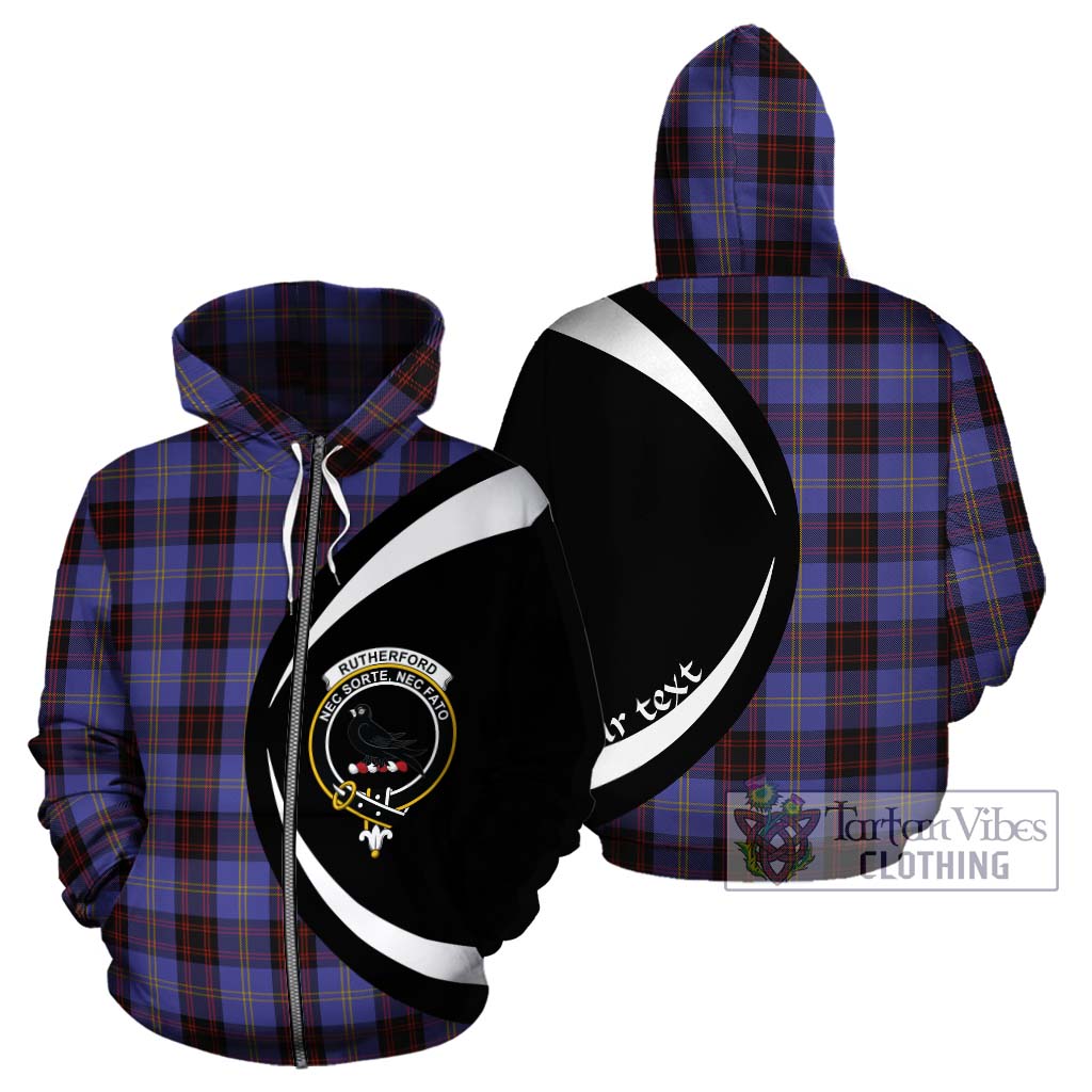 Rutherford Tartan Hoodie with Family Crest Circle Style - Tartan Vibes Clothing