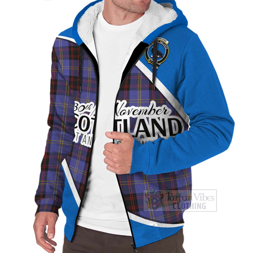 Tartan Vibes Clothing Rutherford Family Crest Tartan Sherpa Hoodie Celebrate Saint Andrew's Day in Style