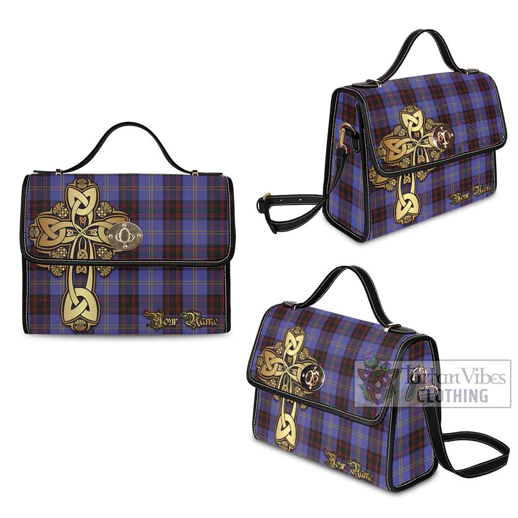 Tartan Vibes Clothing Rutherford Tartan Waterproof Canvas Bag Golden Thistle Celtic Cross Style