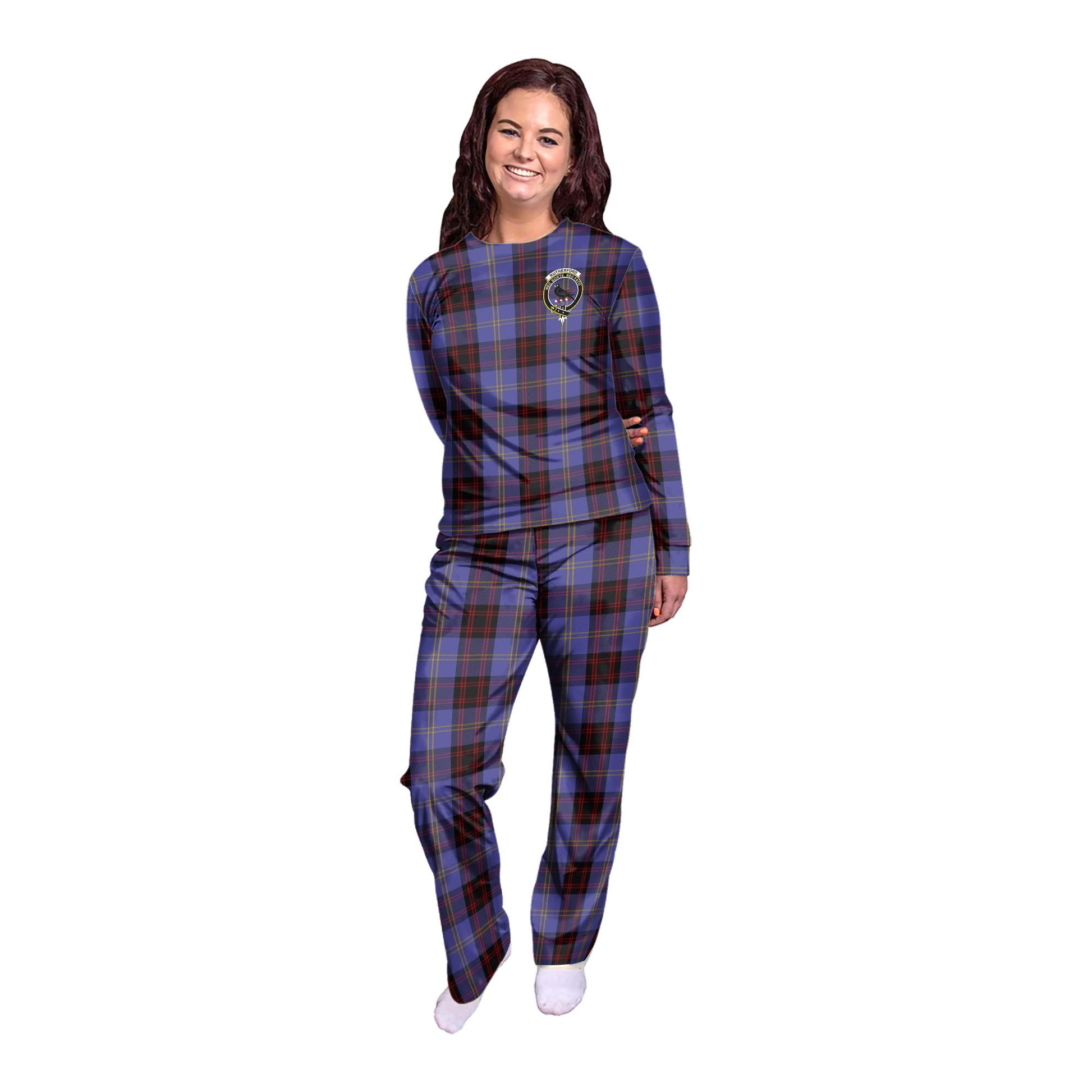 Rutherford Tartan Pajamas Family Set with Family Crest - Tartanvibesclothing