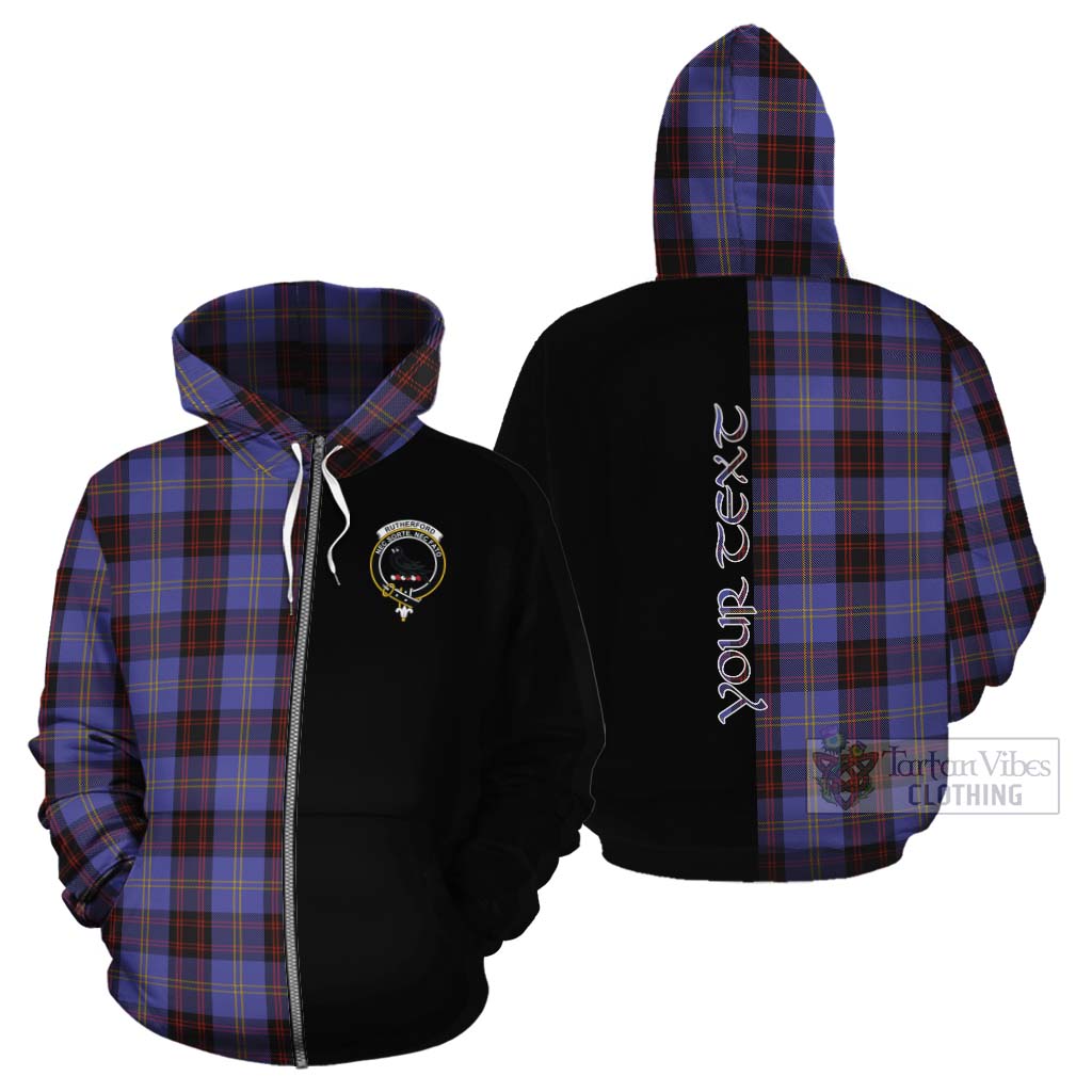 Tartan Vibes Clothing Rutherford Tartan Cotton Hoodie with Family Crest and Half Of Me Style