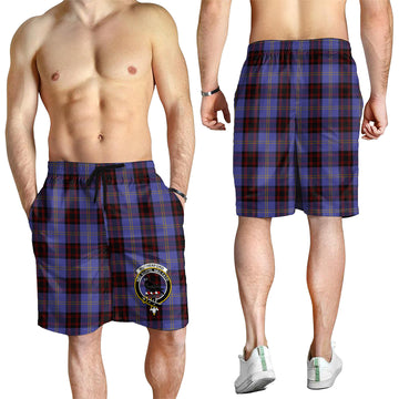 Rutherford Tartan Mens Shorts with Family Crest