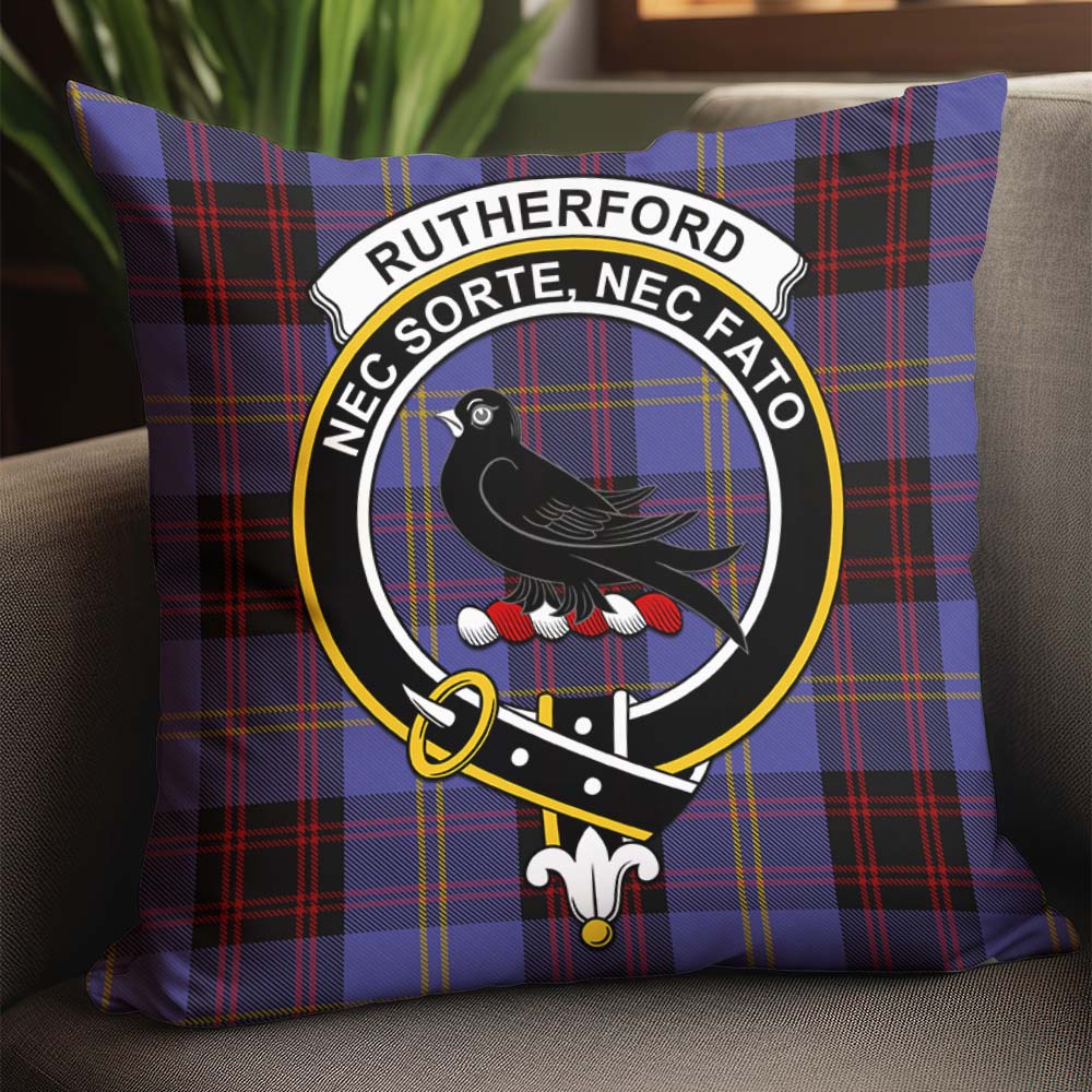 Rutherford Tartan Pillow Cover with Family Crest - Tartanvibesclothing