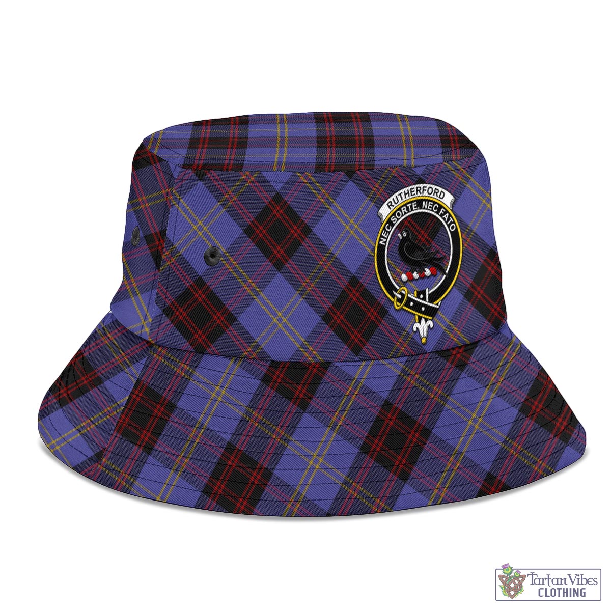 Tartan Vibes Clothing Rutherford Tartan Bucket Hat with Family Crest