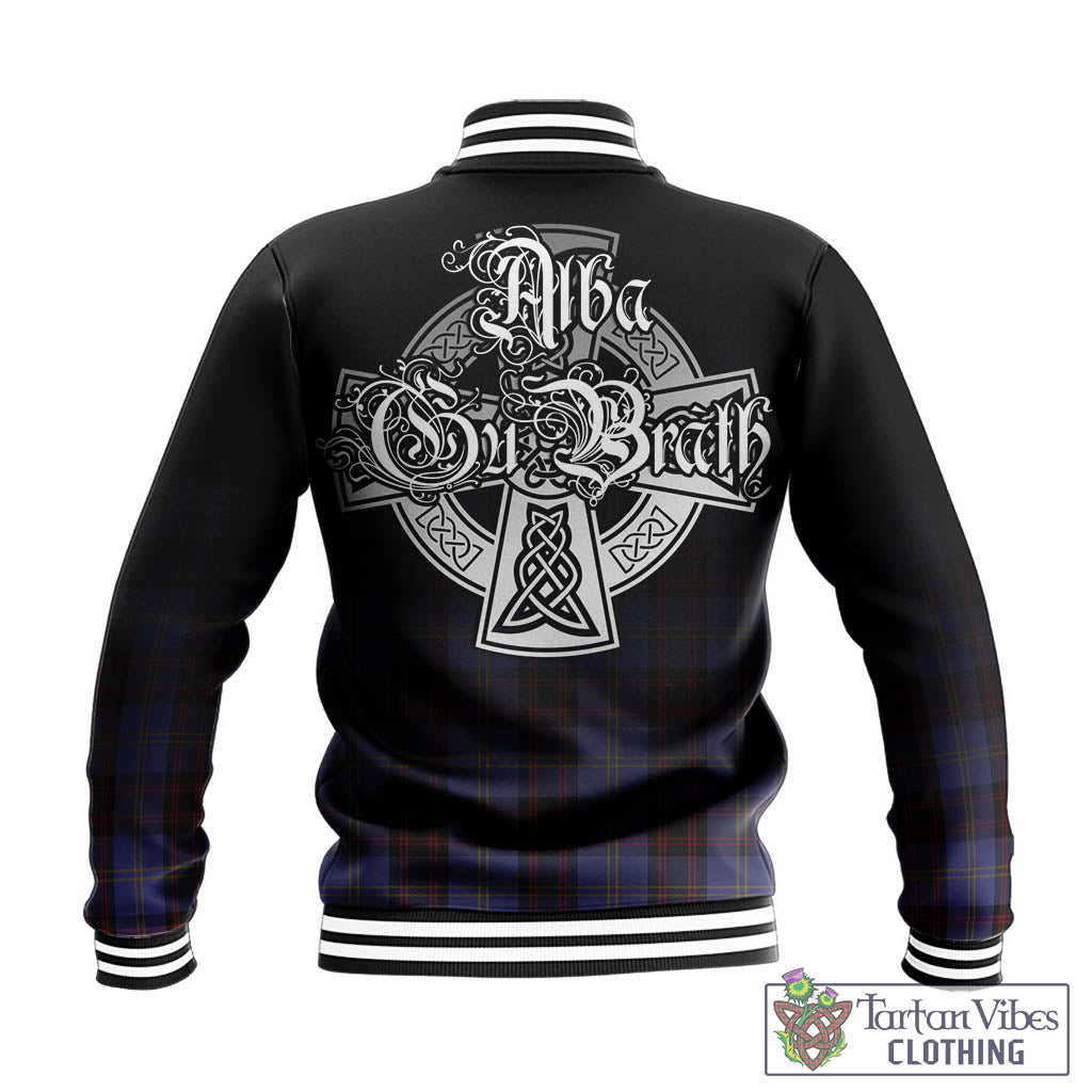 Tartan Vibes Clothing Rutherford Tartan Baseball Jacket Featuring Alba Gu Brath Family Crest Celtic Inspired