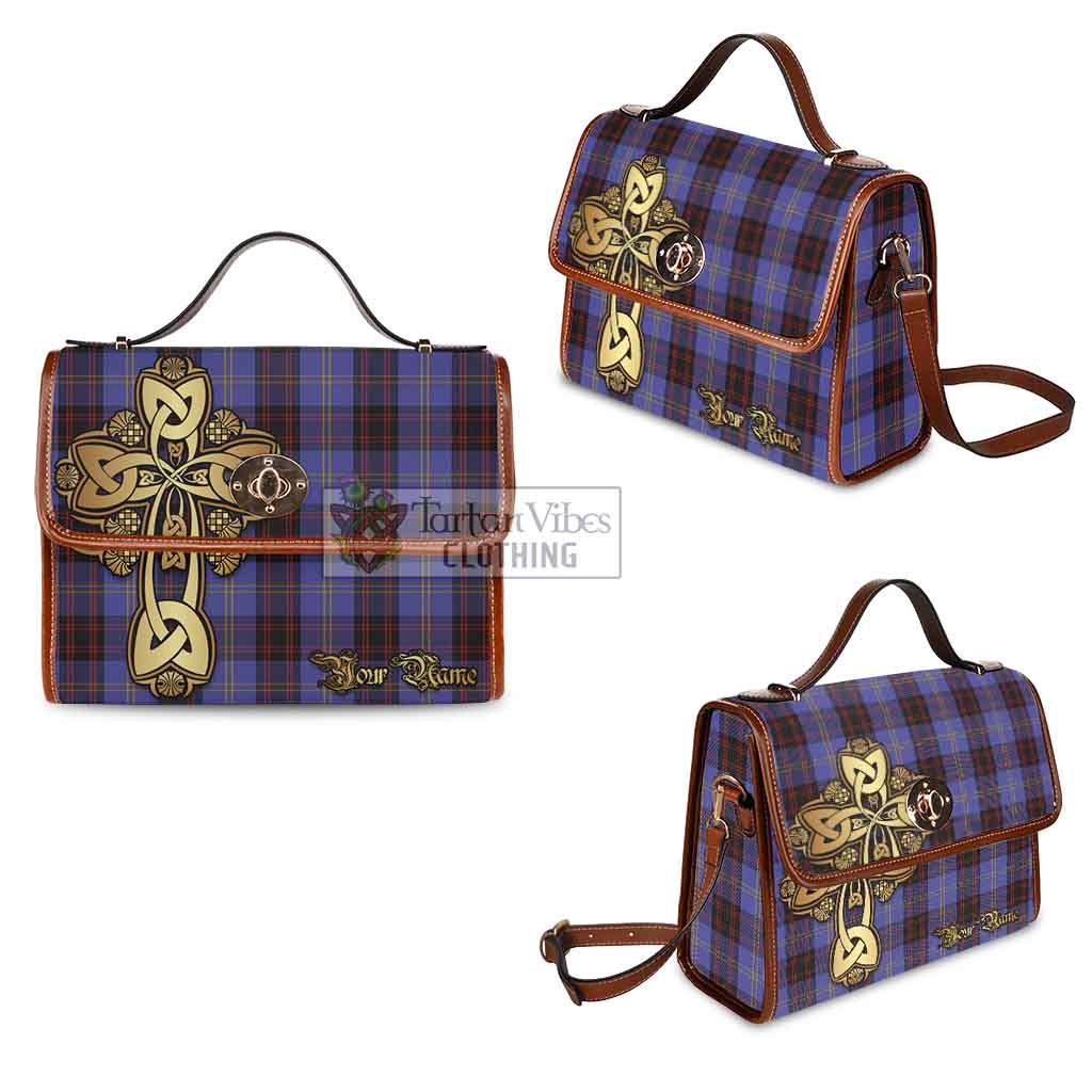 Tartan Vibes Clothing Rutherford Tartan Waterproof Canvas Bag Golden Thistle Celtic Cross Style