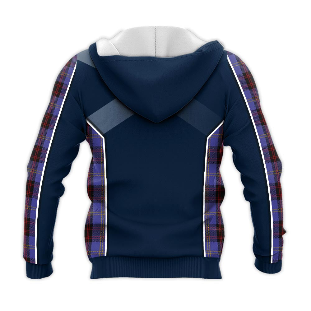 Tartan Vibes Clothing Rutherford Tartan Knitted Hoodie with Family Crest and Scottish Thistle Vibes Sport Style