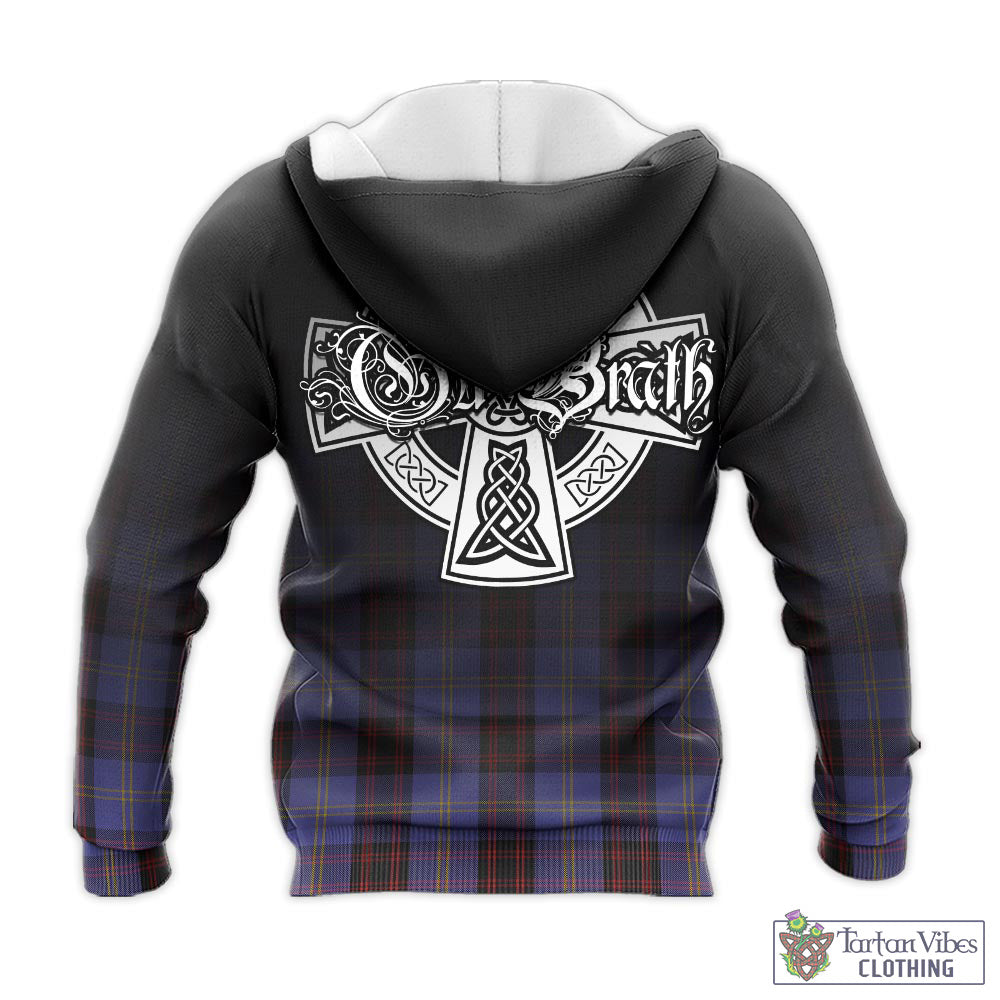 Tartan Vibes Clothing Rutherford Tartan Knitted Hoodie Featuring Alba Gu Brath Family Crest Celtic Inspired