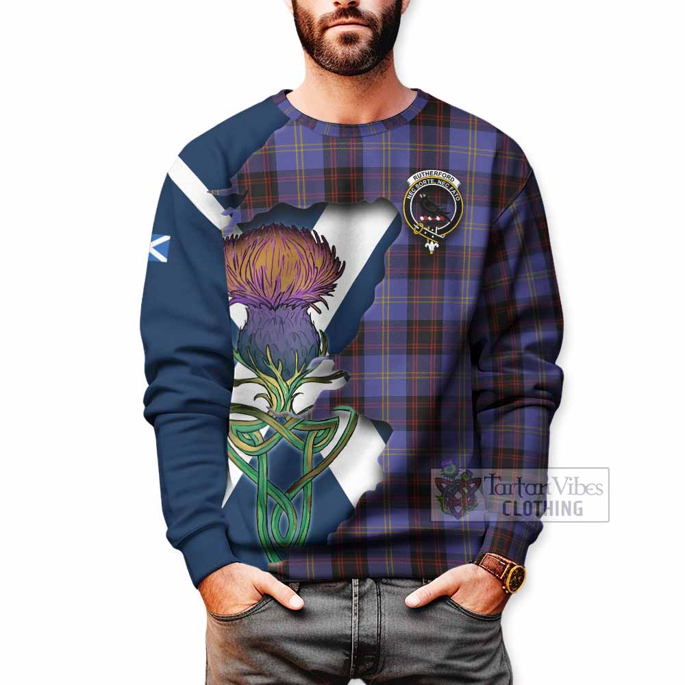 Rutherford Tartan Family Crest Sweatshirt Scottish Thistle Celtic Inspired - Tartan Vibes Clothing