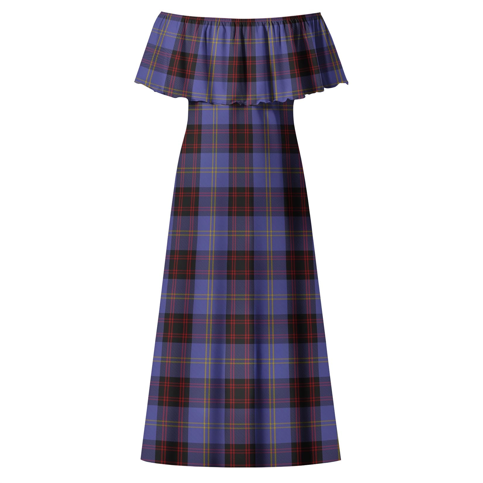 Rutherford Tartan Off Shoulder Long Dress - Tartanvibesclothing