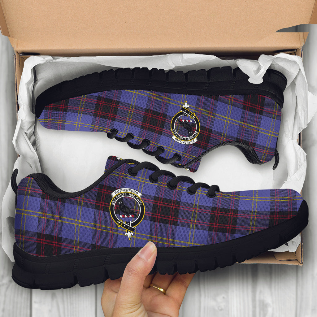 Rutherford Tartan Sneakers with Family Crest - Tartan Vibes Clothing