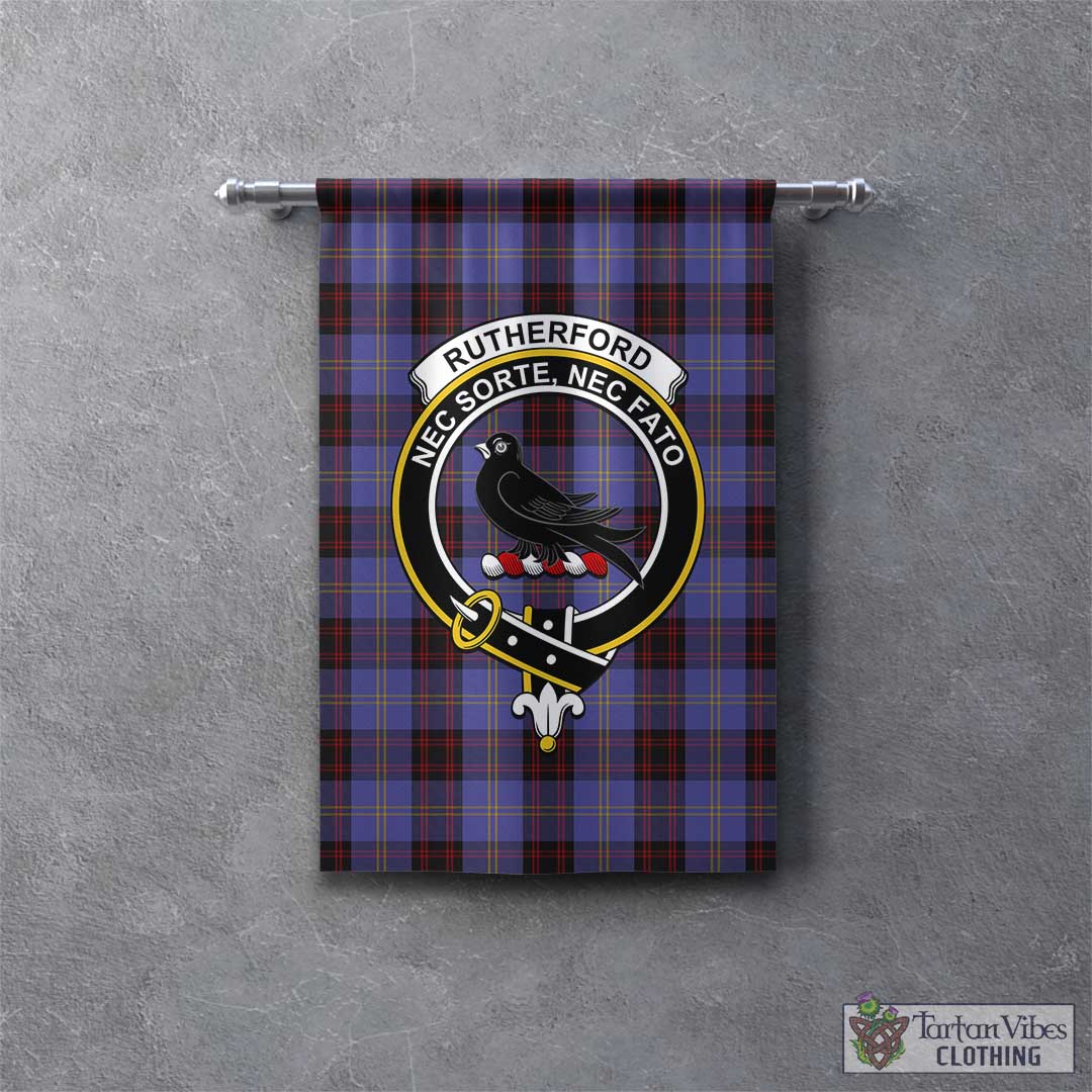 Tartan Vibes Clothing Rutherford Tartan Gonfalon, Tartan Banner with Family Crest