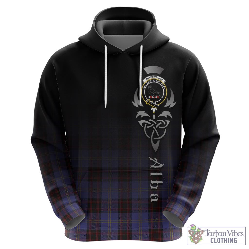 Tartan Vibes Clothing Rutherford Tartan Hoodie Featuring Alba Gu Brath Family Crest Celtic Inspired