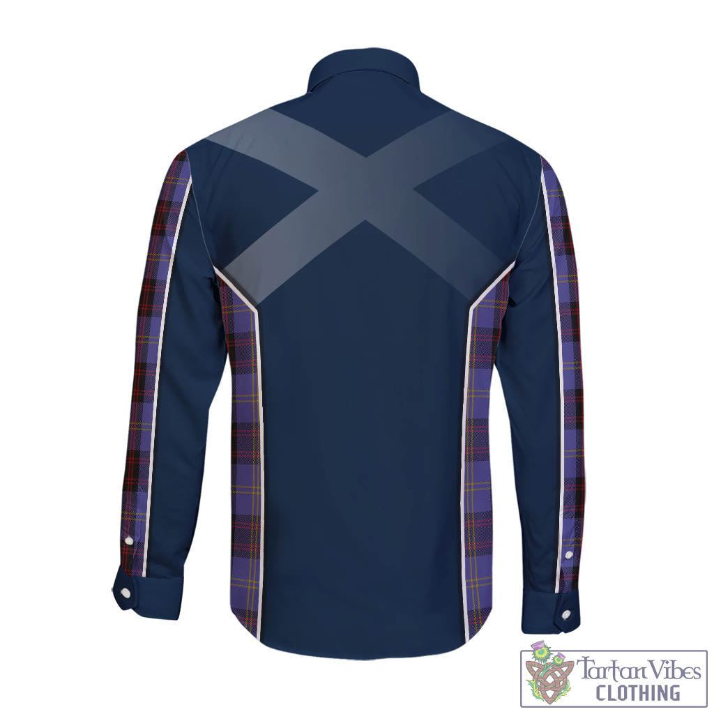 Rutherford Tartan Long Sleeve Button Up Shirt with Family Crest and Lion Rampant Vibes Sport Style