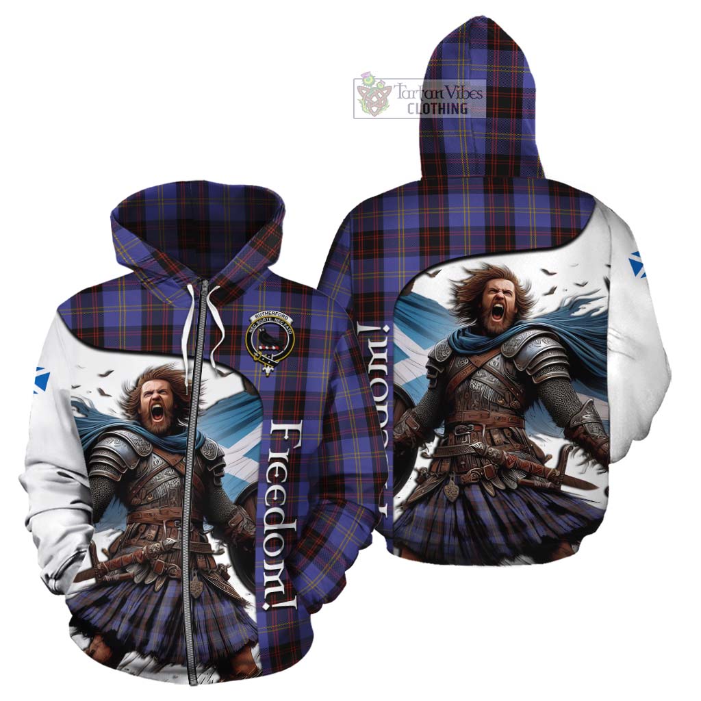 Tartan Vibes Clothing Rutherford Crest Tartan Cotton Hoodie Inspired by the Freedom of Scottish Warrior