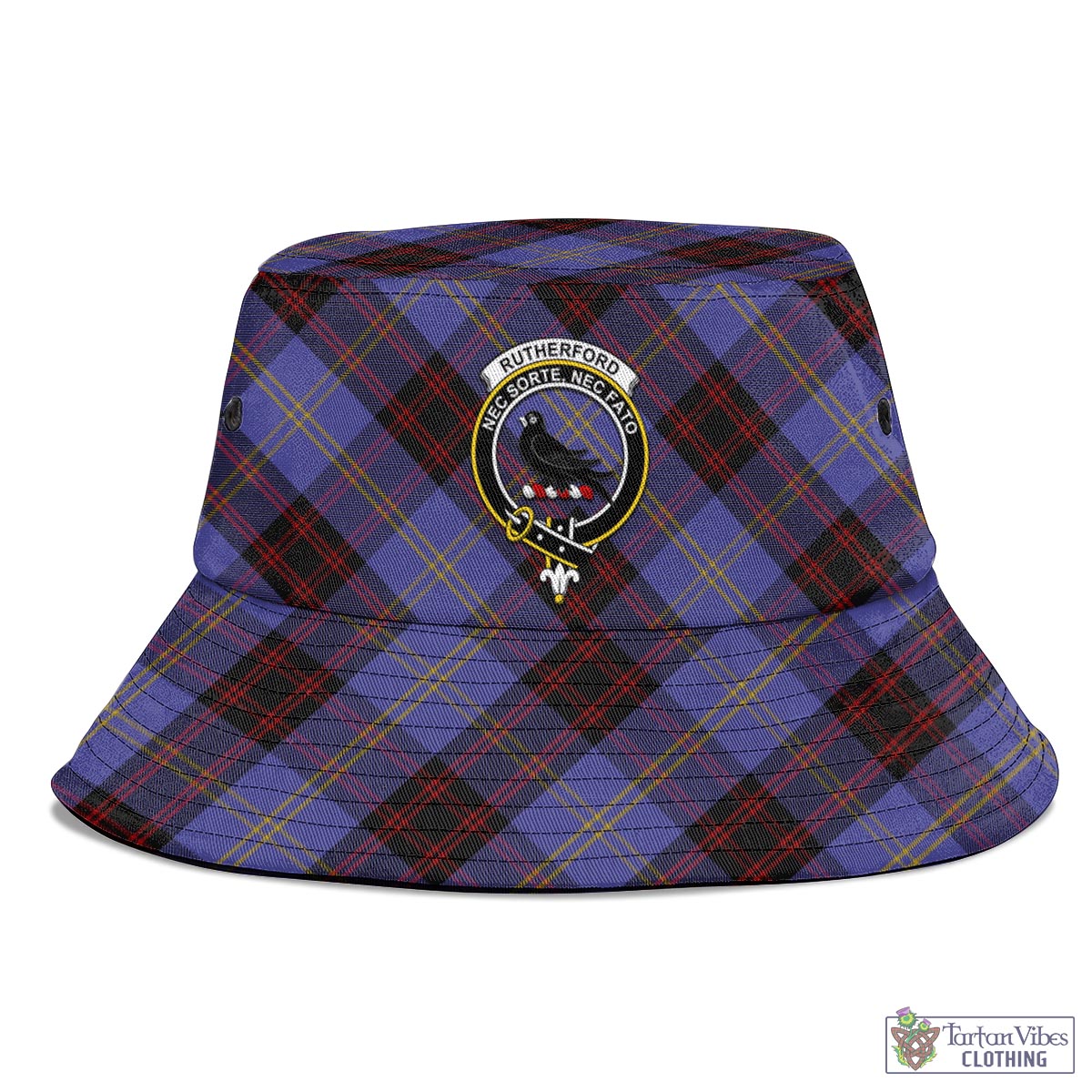 Tartan Vibes Clothing Rutherford Tartan Bucket Hat with Family Crest