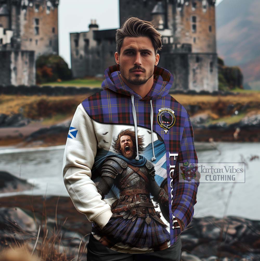 Tartan Vibes Clothing Rutherford Crest Tartan Cotton Hoodie Inspired by the Freedom of Scottish Warrior