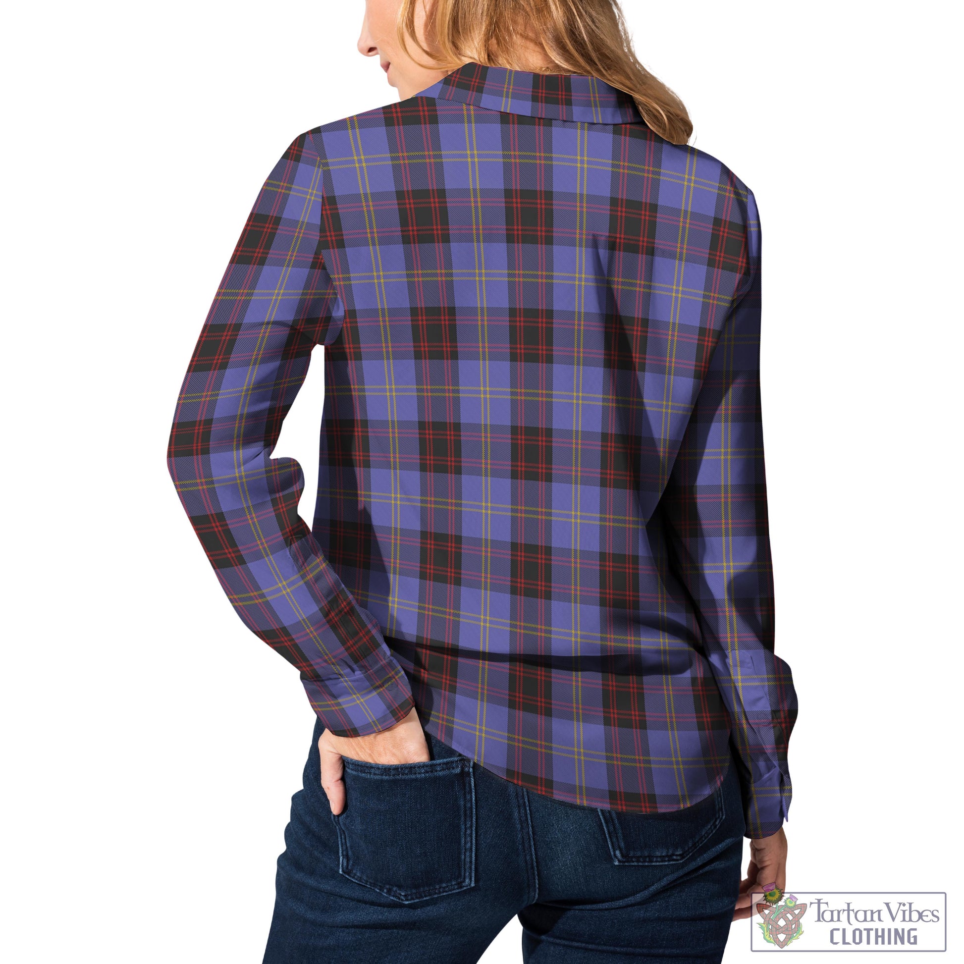 Tartan Vibes Clothing Rutherford Tartan Womens Casual Shirt with Family Crest