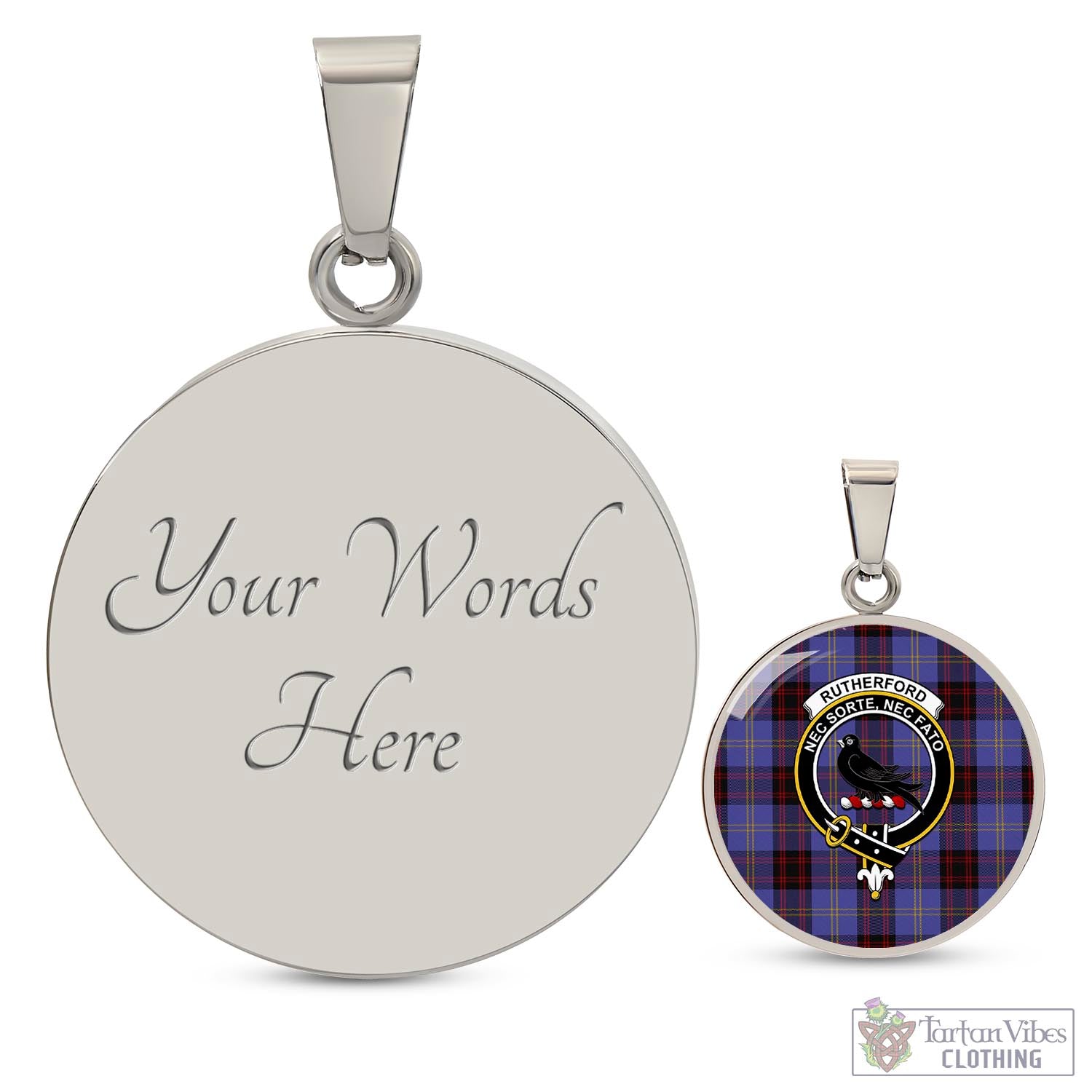 Tartan Vibes Clothing Rutherford Tartan Circle Necklace with Family Crest