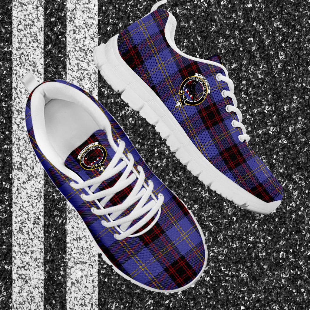 Rutherford Tartan Sneakers with Family Crest - Tartan Vibes Clothing