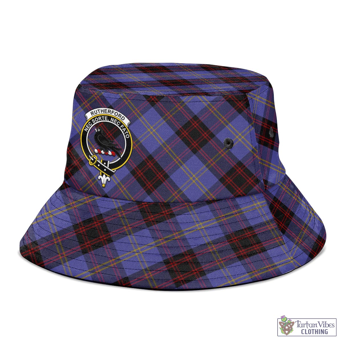 Tartan Vibes Clothing Rutherford Tartan Bucket Hat with Family Crest