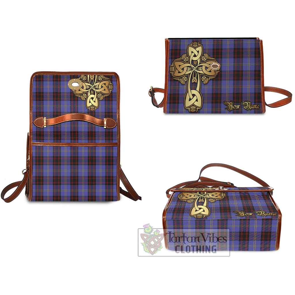 Tartan Vibes Clothing Rutherford Tartan Waterproof Canvas Bag Golden Thistle Celtic Cross Style