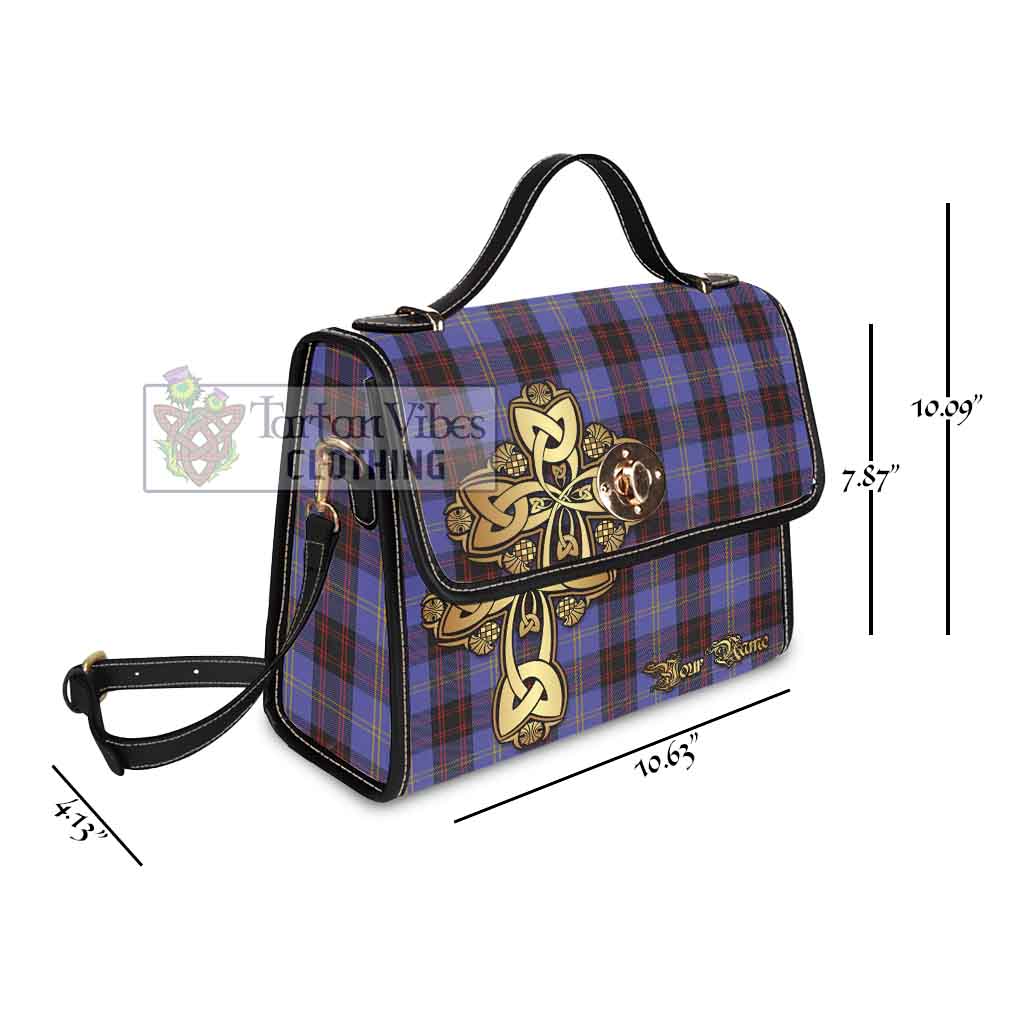 Tartan Vibes Clothing Rutherford Tartan Waterproof Canvas Bag Golden Thistle Celtic Cross Style