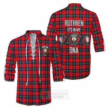 Ruthven Tartan Ghillie Kilt Shirt with Family Crest DNA In Me Style