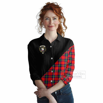 Ruthven Tartan Women's Casual Shirt with Family Crest and Military Logo Style