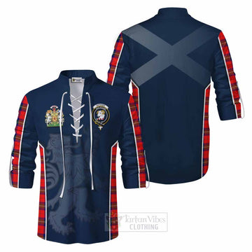 Ruthven Tartan Ghillie Kilt Shirt with Family Crest and Lion Rampant Vibes Sport Style