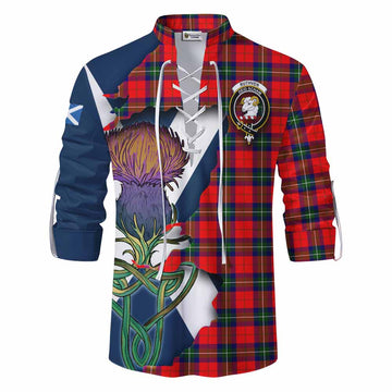 Ruthven Tartan Family Crest Ghillie Kilt Shirt Scottish Thistle Celtic Inspired Men - Tartan Vibes Clothing