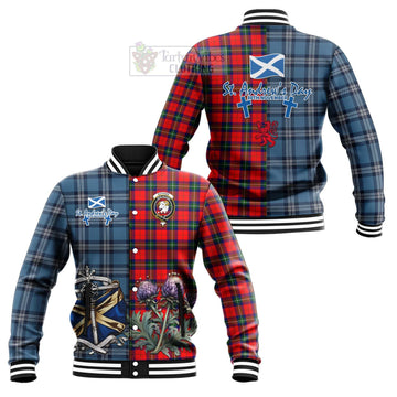 Ruthven Tartan Baseball Jacket Happy St. Andrew's Day Half Tartan Style