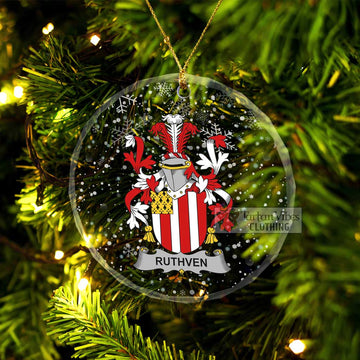 Ruthven Irish Clan Christmas Glass Ornament with Coat of Arms