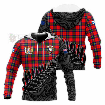 Ruthven Crest Tartan Knitted Hoodie with New Zealand Silver Fern Half Style