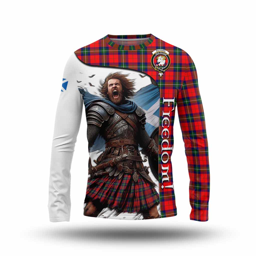 Ruthven Crest Tartan Long Sleeve T-Shirt Inspired by the Freedom of Scottish Warrior Unisex - Tartan Vibes Clothing