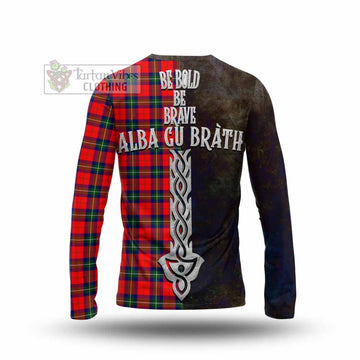 Ruthven Tartan Family Crest Long Sleeve T-Shirt Alba Gu Brath Be Brave Lion Ancient Style - Tartan Vibes Clothing
