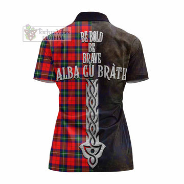 Ruthven Tartan Family Crest Women's Polo Shirt Alba Gu Brath Be Brave Lion Ancient Style - Tartan Vibes Clothing