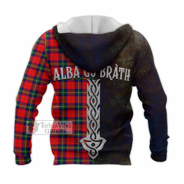 Ruthven Tartan Family Crest Knitted Hoodie Alba Gu Brath Be Brave Lion Ancient Style - Tartan Vibes Clothing