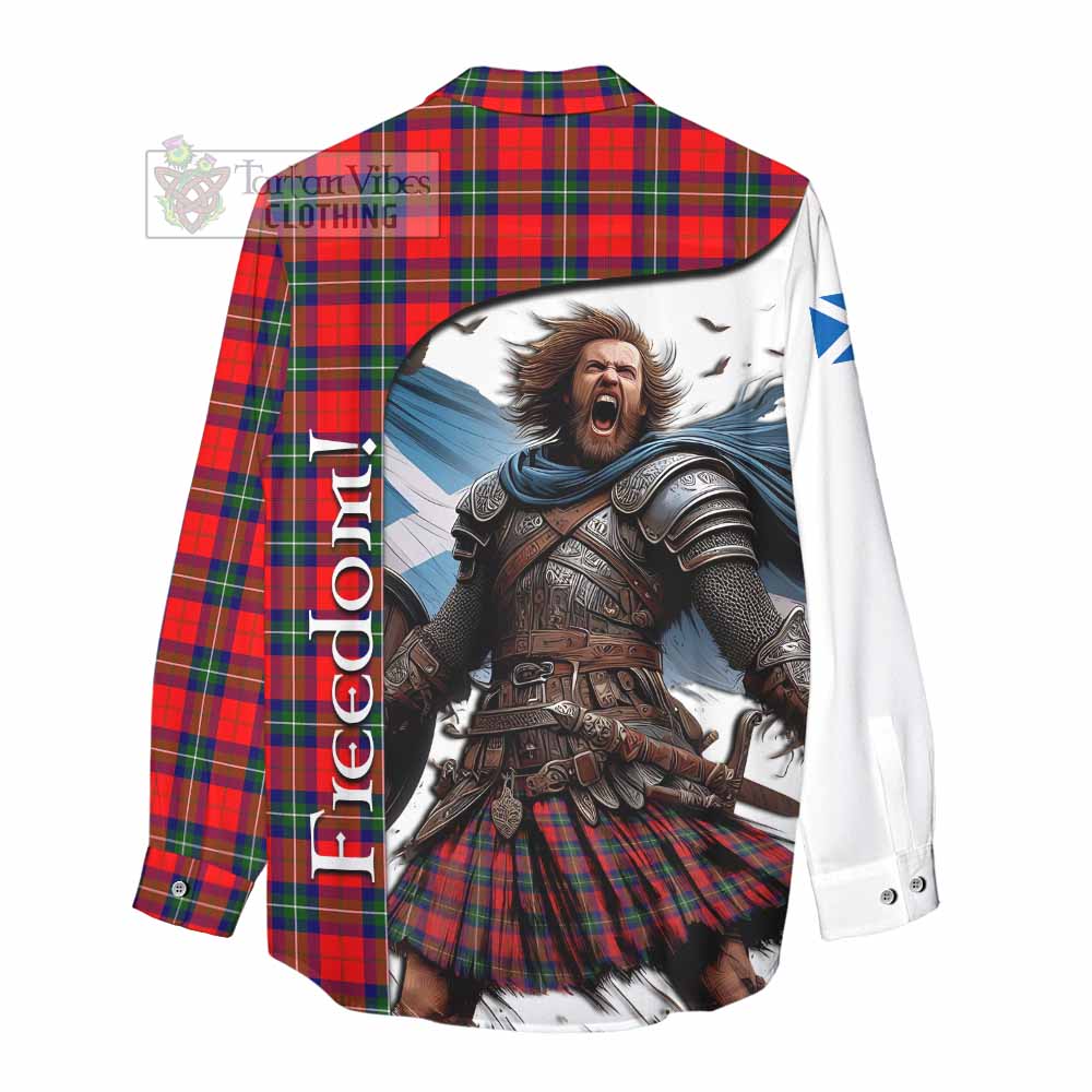 Tartan Vibes Clothing Ruthven Crest Tartan Women's Casual Shirt Inspired by the Freedom of Scottish Warrior