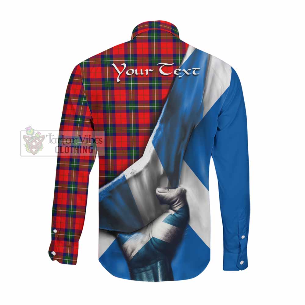 Tartan Vibes Clothing Ruthven Tartan Long Sleeve Button Shirt with Family Crest Scotland Patriotic Style