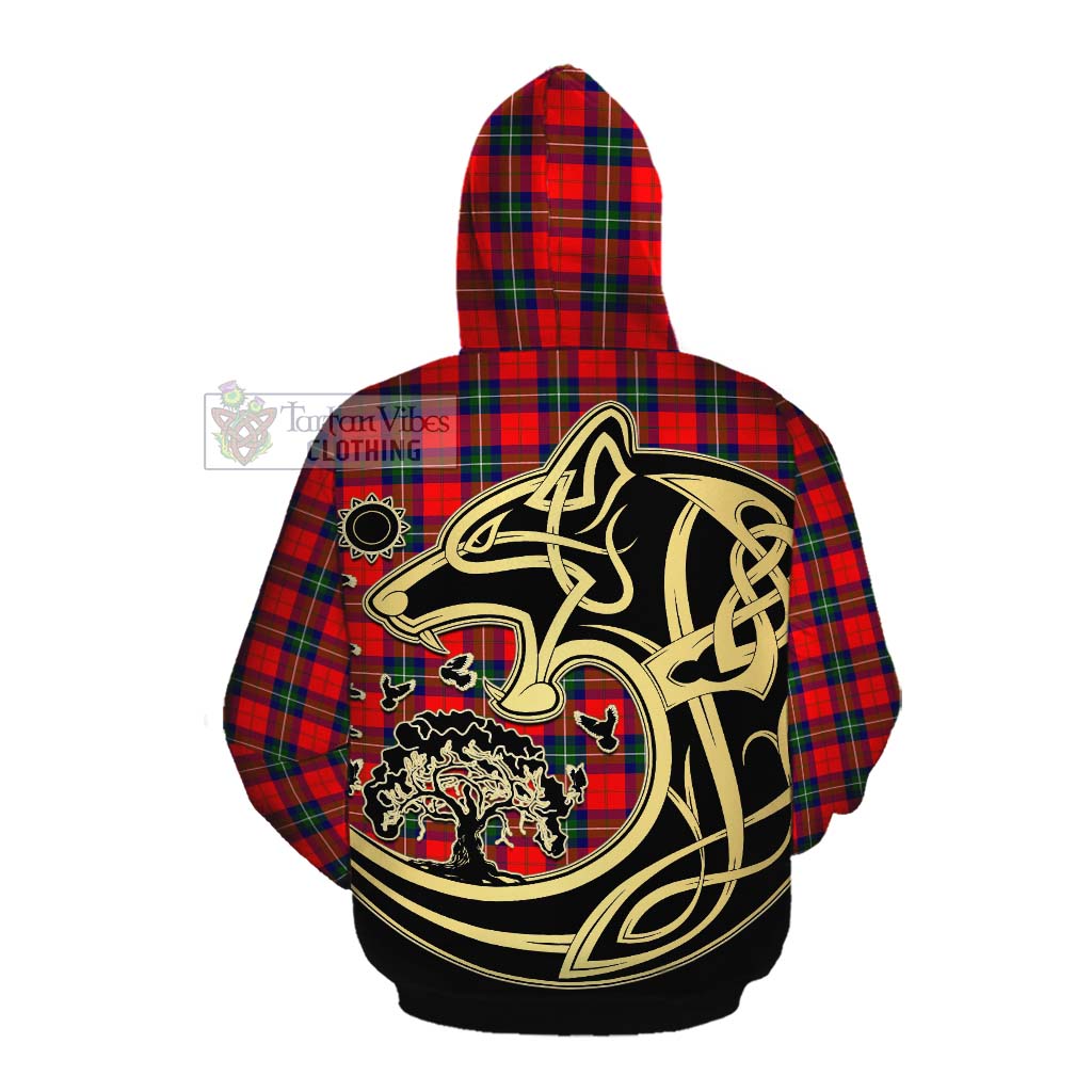 Ruthven Tartan Cotton Hoodie with Family Crest Celtic Wolf Style Pullover Hoodie - Tartan Vibes Clothing