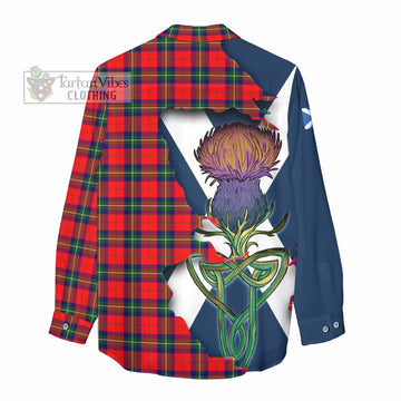 Ruthven Tartan Family Crest Women's Casual Shirt Scottish Thistle Celtic Inspired - Tartan Vibes Clothing