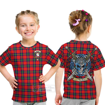 Ruthven Tartan Kid T-Shirt with Family Crest Celtic Skull Style