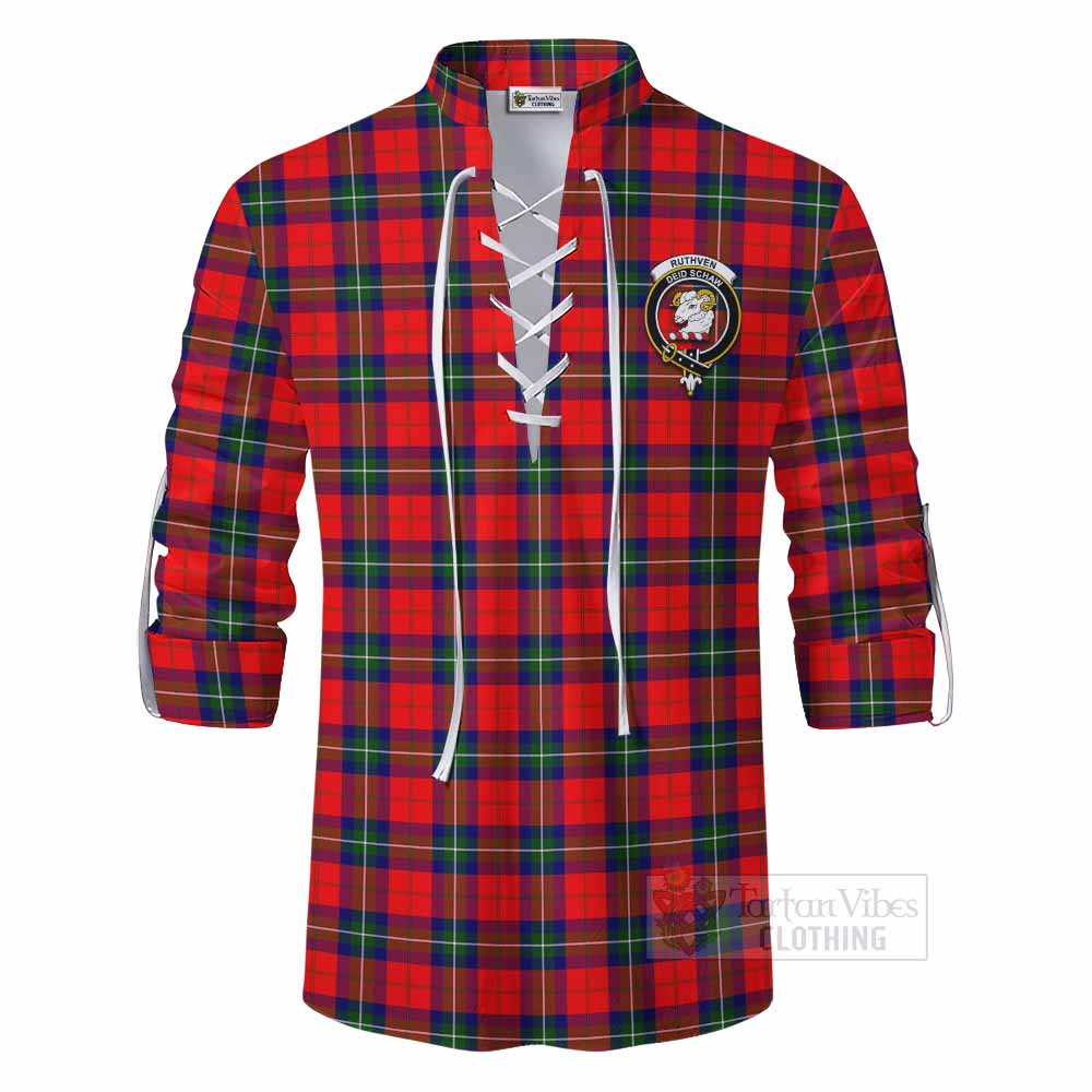 Tartan Vibes Clothing Ruthven Tartan Ghillie Kilt Shirt with Family Crest DNA In Me Style