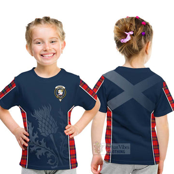 Ruthven Tartan Kid T-Shirt with Family Crest and Scottish Thistle Vibes Sport Style