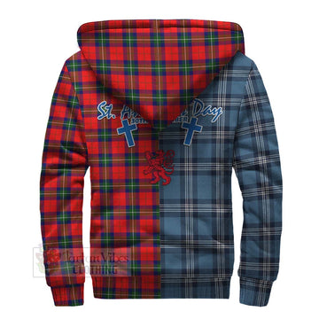 Ruthven Tartan Sherpa Hoodie Happy St. Andrew's Day Half Tartan Style